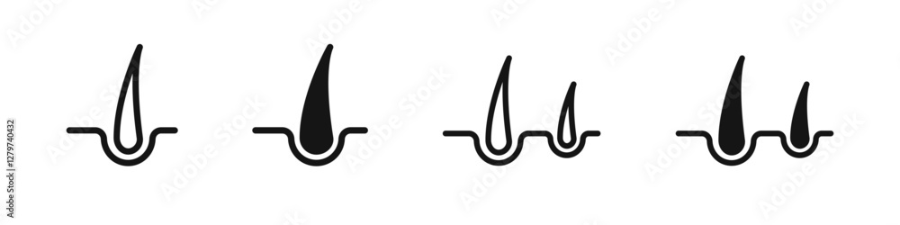 Fototapeta premium Hair icons. Hair symbol set. Hair growth.