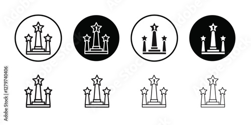 winner podium icon Black line art vector logo set