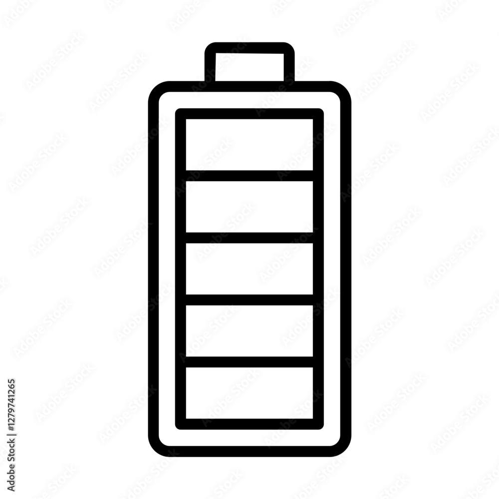Single black battery indicator line icon, simple full power flat design vector pictogram, infographic interface elements for app logo web button ui ux isolated on white background Single black battery indicator line icon, simple full power flat design vector pictogram, infographic interface elements for app logo web button ui ux isolated on white background
