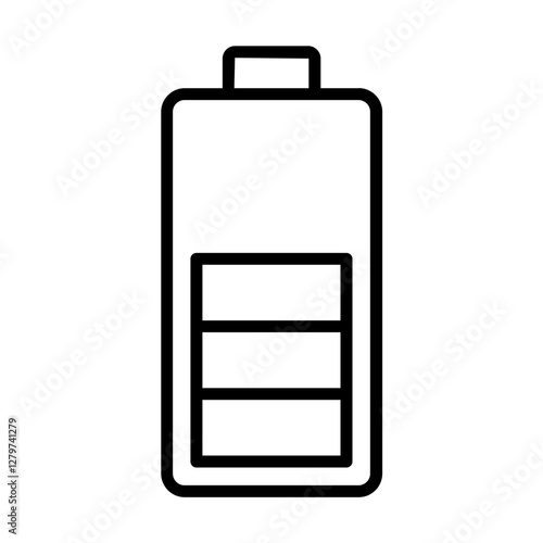 Black single low battery indicator line icon, simple charging flat design vector pictogram, infographic interface elements for app logo web button ui ux isolated on white background