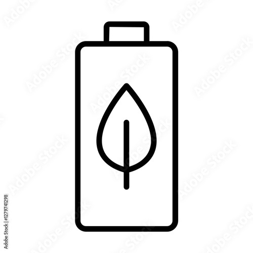 Black eco battery line con, simple environmentally friendly battery flat design vector pictogram, infographic vector for app logo web button ui ux interface elements isolated on white background