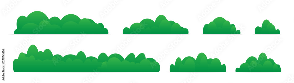 Green bush and grass elements collection. Bush illustration. Set of bushes isolated vector illustration. Garden shrub Green bush and grass elements collection. Bush illustration. Set of bushes isolated vector illustration. Garden shrub