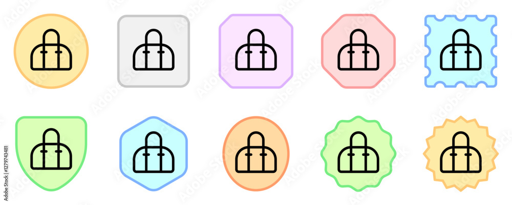 Editable duffel bag, gym bag, travel bag vector icon. Clothing, fashion, apparel. Part of a big icon set family. Perfect for web and app interfaces, presentations, infographics, etc Editable duffel bag, gym bag, travel bag vector icon. Clothing, fashion, apparel. Part of a big icon set family. Perfect for web and app interfaces, presentations, infographics, etc