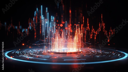 Futuristic Digital Financial Chart with Fluctuating Data Visualization