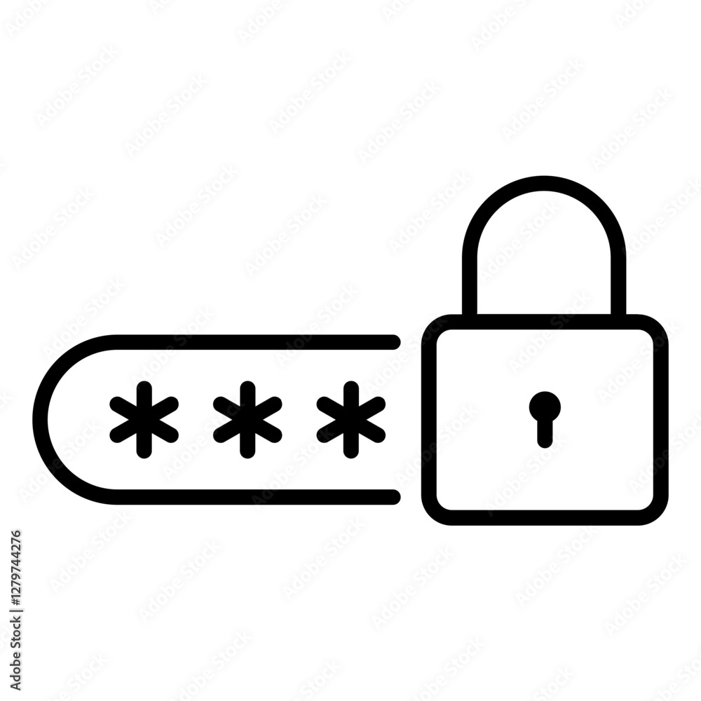 Single black password secure login line icon, simple encryption protection flat design vector pictogram, infographic interface elements for app logo web button ui ux isolated on white background Single black password secure login line icon, simple encryption protection flat design vector pictogram, infographic interface elements for app logo web button ui ux isolated on white background