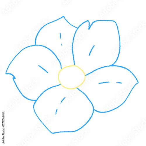 cute forget me not flower doodle hand drawn line art illustration