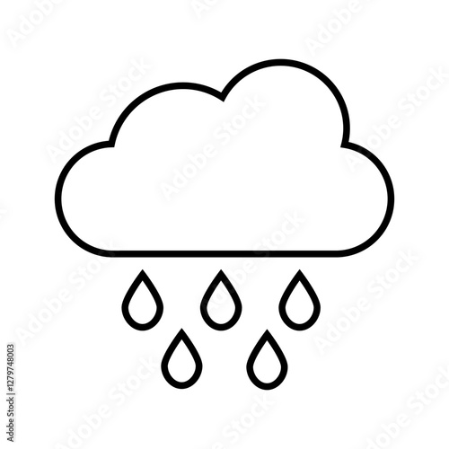 Vector line weather icon of heavy rain isolated on white background. Icon for mobile apps, websites, weather forecast, etc.	