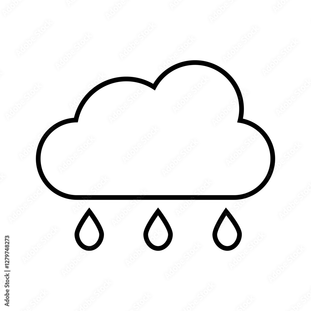 Vector line weather icon of rain isolated on white background. Icon for mobile apps, websites, weather forecast, etc.
Vector line weather icon of rain isolated on white background. Icon for mobile apps, websites, weather forecast, etc.