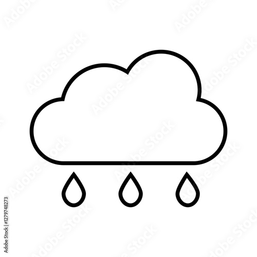 Vector line weather icon of rain isolated on white background. Icon for mobile apps, websites, weather forecast, etc.	
