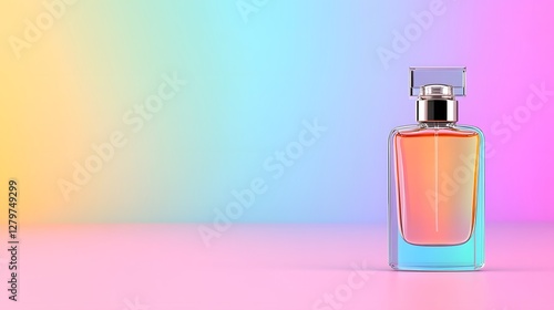 Elegant Glass Perfume Bottle with Colorful Gradient Background