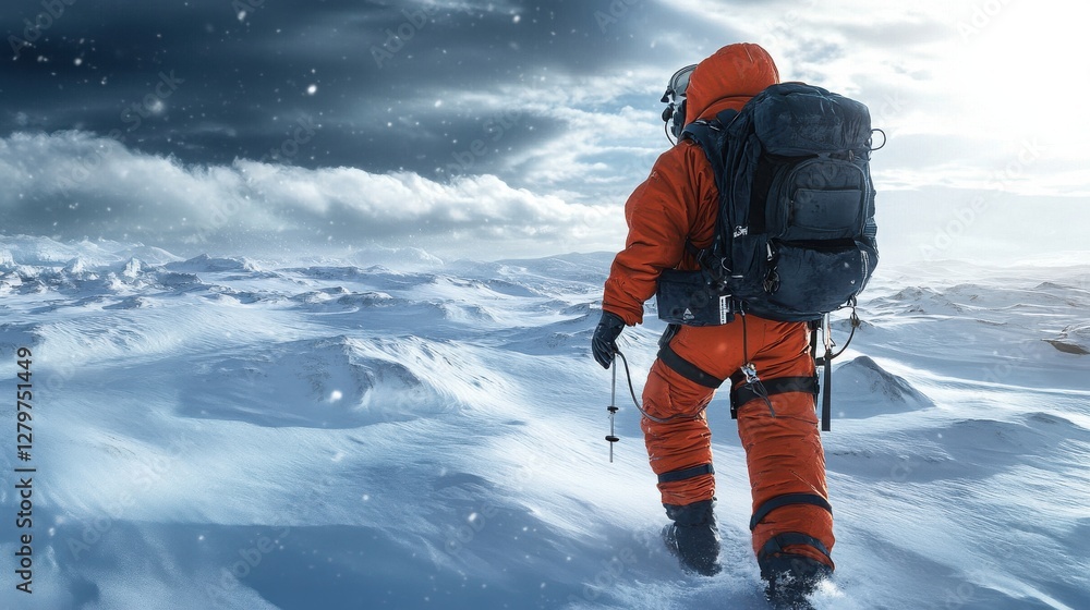 custom made wallpaper toronto digitalA man in an orange suit is walking across a snowy field