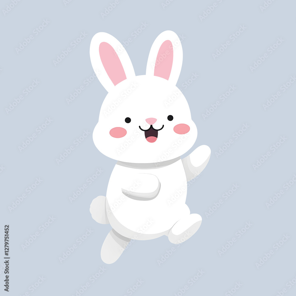 Fototapeta premium Easter Bunny Cartoon Illustration, Cute Holiday Rabbit Character