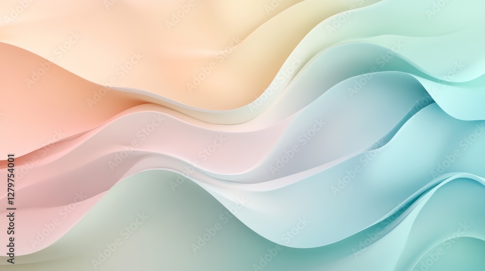 Fototapeta premium Abstract Flowing Waves Minimalist Soft Hues