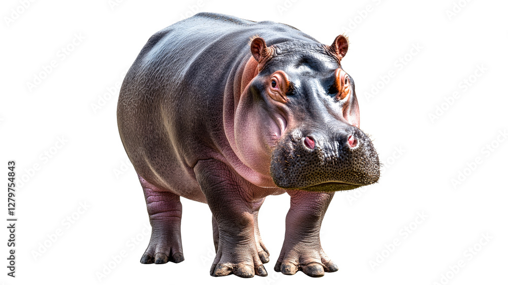 Hippo standing calmly in natural habitat setting Hippo standing calmly in natural habitat setting