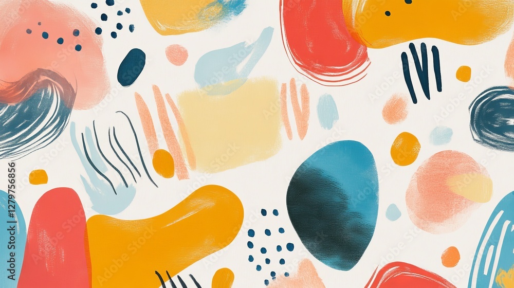 Naklejka premium Playful Organic Doodles Abstract Art Prints 1