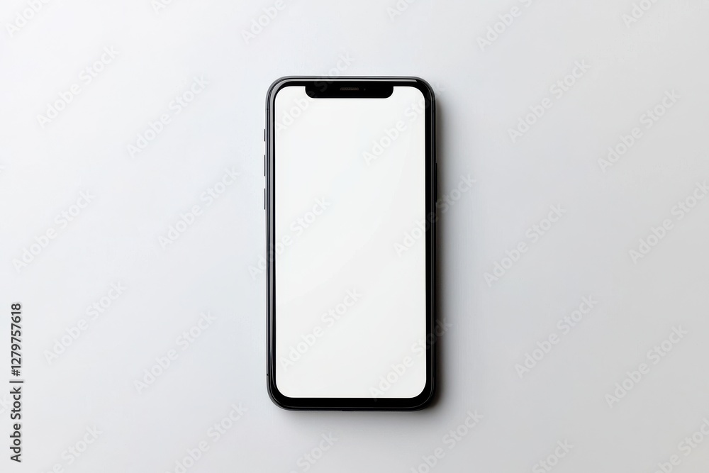 Blank smartphone mockup on white background for design presentation and branding purposes Blank smartphone mockup on white background for design presentation and branding purposes