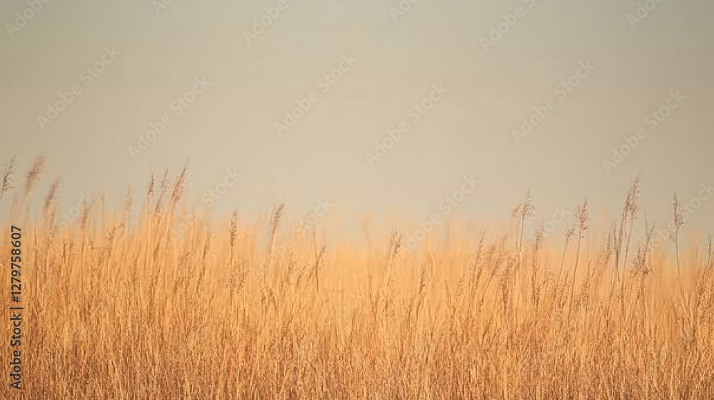 A wild prairie in autumn, dry golden grass catching the last light of the day. A wild prairie in autumn, dry golden grass catching the last light of the day.