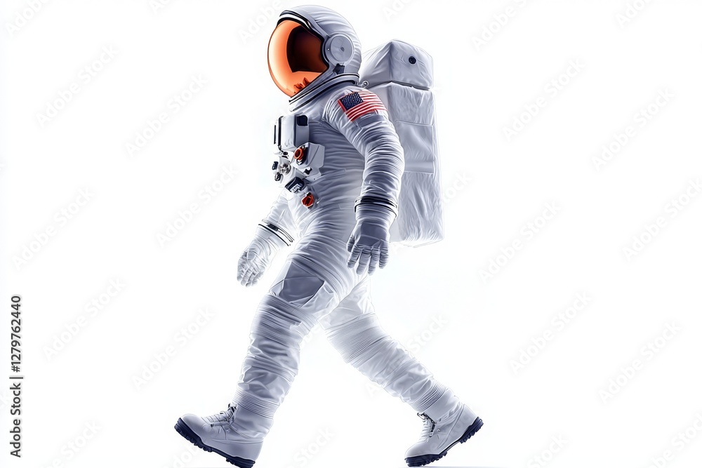 A 3D depiction of an astronaut in a white space suit. A 3D depiction of an astronaut in a white space suit.