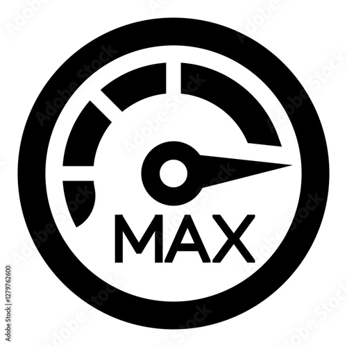 speedometer icon with a needle pointing to maximum speed.