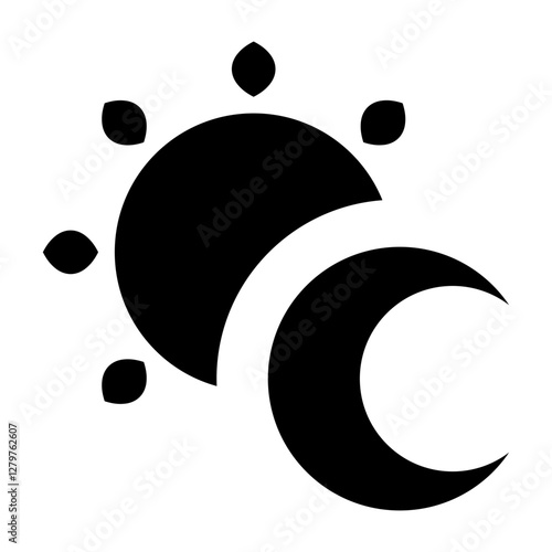 day and night icon featuring the sun and moon overlapping.
