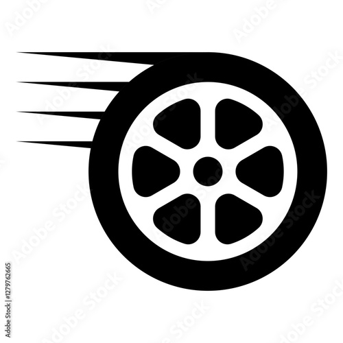 fast-spinning wheel icon with motion lines.