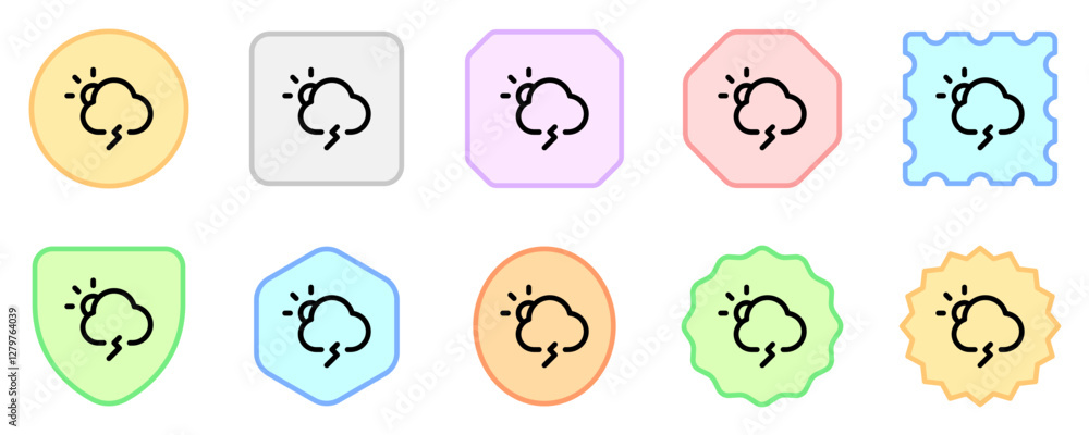 Editable thundercloud and sun vector icon. Part of a big icon set family. Perfect for web and app interfaces, presentations, infographics, etc Editable thundercloud and sun vector icon. Part of a big icon set family. Perfect for web and app interfaces, presentations, infographics, etc