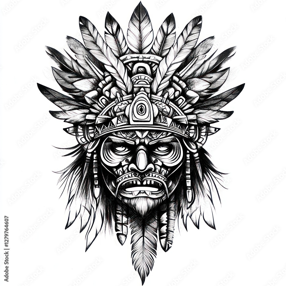 Fototapeta premium Intricate Native American Mask Headdress Design