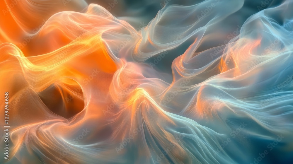 Obraz premium Orange Fabric Waves Abstract Soft Lighting 2