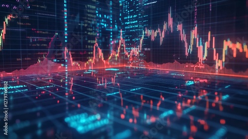 Futuristic Stock Market Chart Rising Trends