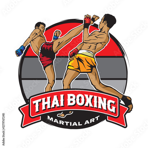 Muay Thai boxing martial art vector illustration, perfect for t shirt design and martial art training club logo design