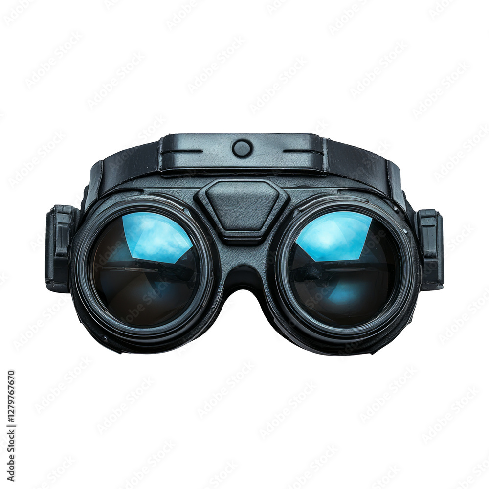 Black futuristic goggles isolated on a transparent background Black futuristic goggles isolated on a transparent background