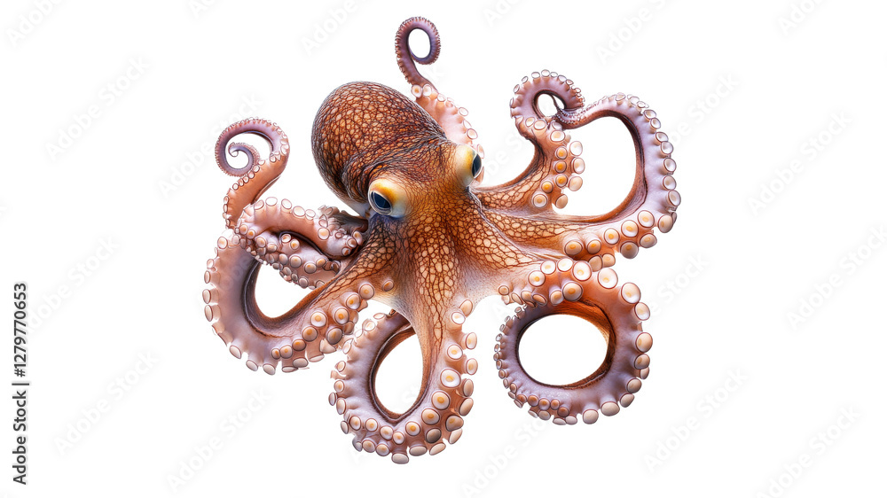 Fototapeta premium Colorful octopus swimming in clear water