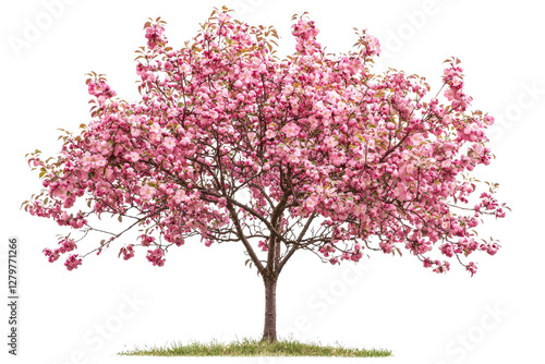 Beautiful flowering pink tree with vibrant blossoms in springtime setting