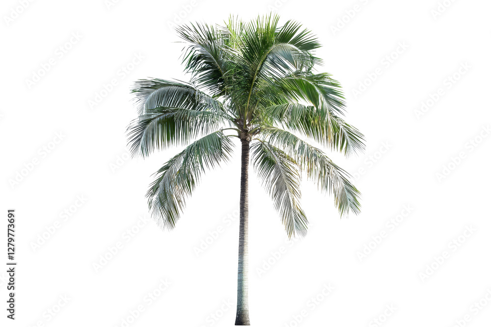 Obraz premium Lush Tropical Palm Tree Isolated on White Background for Nature Themes