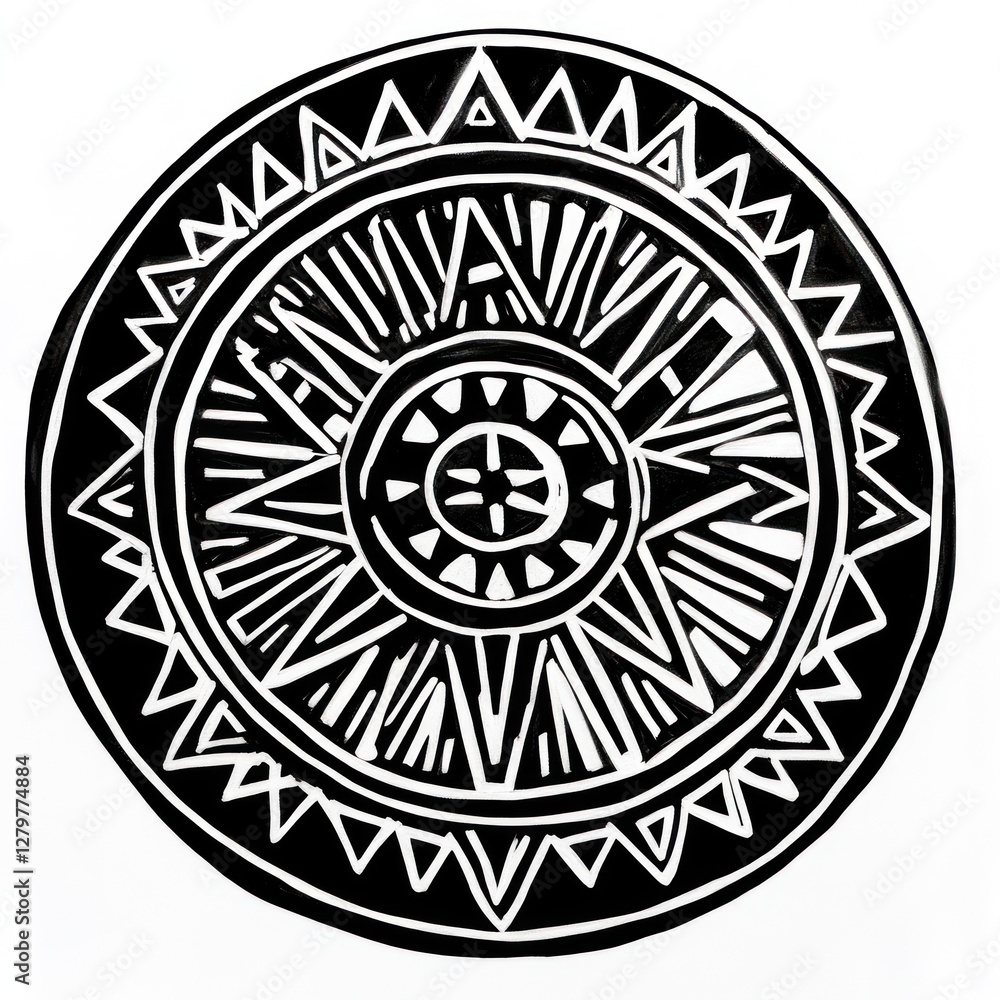Abstract Black And White Circular Mandala Design Abstract Black And White Circular Mandala Design