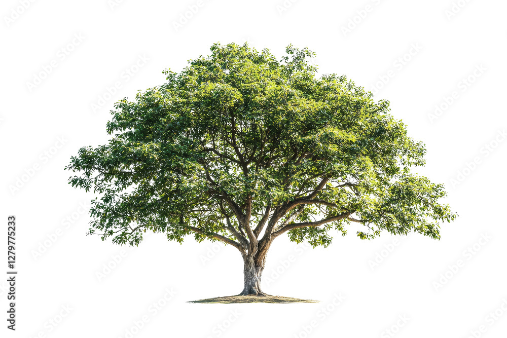 Lush Green Tree with Vibrant Foliage Standing Isolated on White Background Lush Green Tree with Vibrant Foliage Standing Isolated on White Background