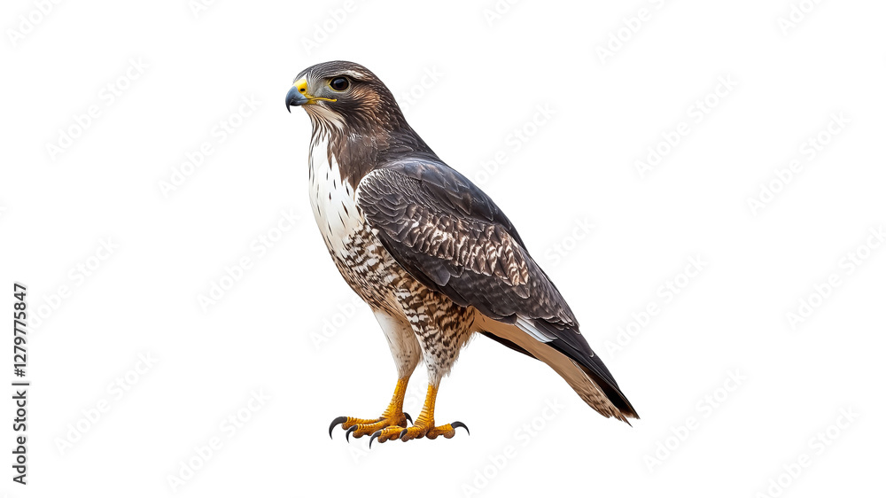 Obraz premium Beautiful hawk standing upright in natural pose