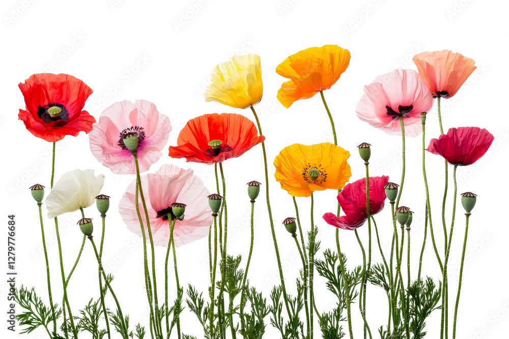 Fototapeta premium Colorful Poppies Blooming in Garden Beauty Under Natural Light Display