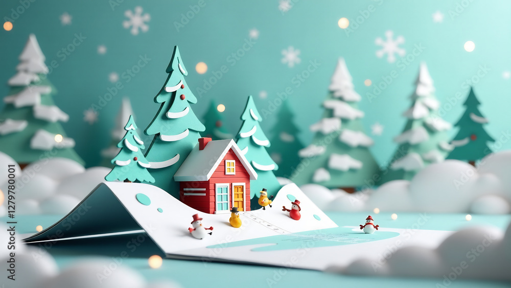 Festive Holiday Pop-Up Card – A seasonal pop-up card with vibrant winter scenes, snowflakes, and charming holiday elements for a joyful festive season. Festive Holiday Pop-Up Card – A seasonal pop-up card with vibrant winter scenes, snowflakes, and charming holiday elements for a joyful festive season.
