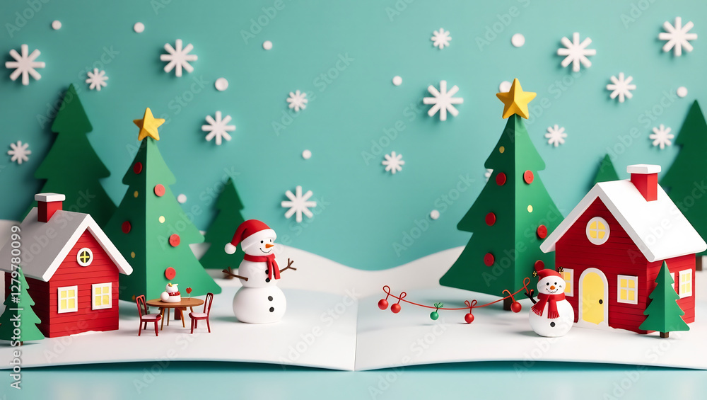 Festive Holiday Pop-Up Card – A seasonal pop-up card with vibrant winter scenes, snowflakes, and charming holiday elements for a joyful festive season. Festive Holiday Pop-Up Card – A seasonal pop-up card with vibrant winter scenes, snowflakes, and charming holiday elements for a joyful festive season.