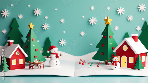 Wallpaper Mural Festive Holiday Pop-Up Card – A seasonal pop-up card with vibrant winter scenes, snowflakes, and charming holiday elements for a joyful festive season. Torontodigital.ca