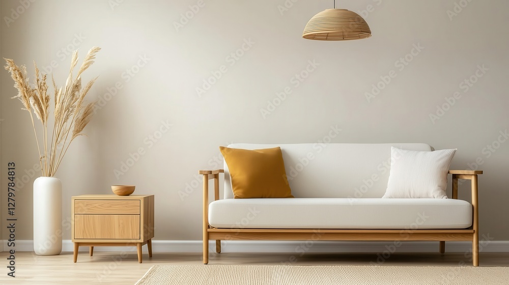 Cozy and Inviting Modern Minimalist Living Room with Simple Furniture, Neutral Color Palette, and Natural Elements for Contemporary Home Design Cozy and Inviting Modern Minimalist Living Room with Simple Furniture, Neutral Color Palette, and Natural Elements for Contemporary Home Design