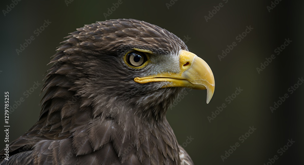 A close-up of a majestic eagle showcasing its sharp features and intense gaze. A close-up of a majestic eagle showcasing its sharp features and intense gaze.