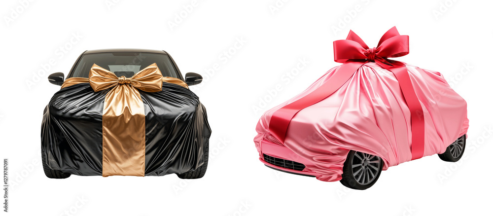 Wrapped Cars with Bows for Celebration and Surprise Wrapped Cars with Bows for Celebration and Surprise