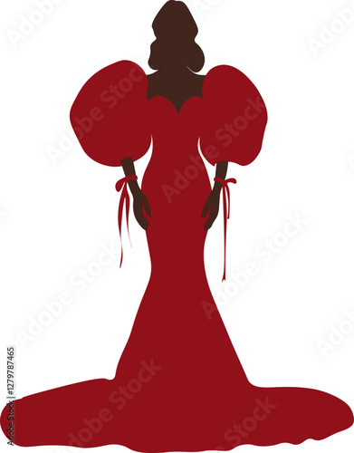 silhouette of a woman in a red evening dress