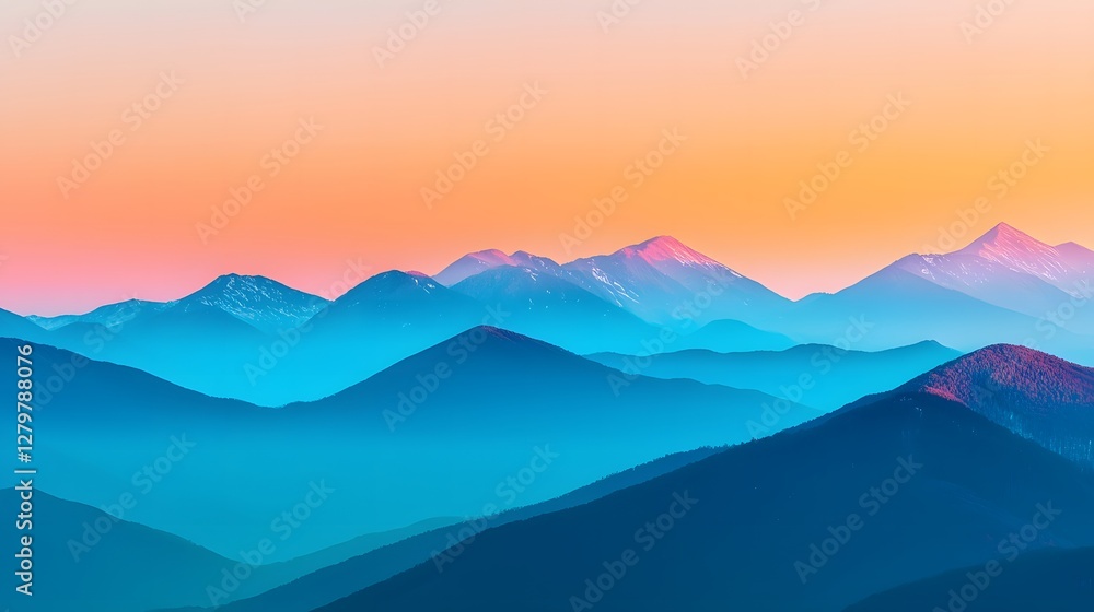 Naklejka premium Majestic mountain sunrise blue ridge mountains landscape photography natural beauty panoramic view tranquil atmosphere