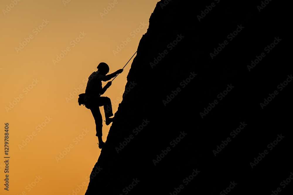 Silhouette Rock Climber