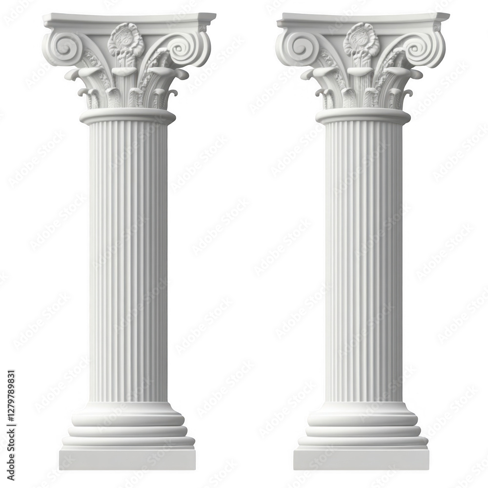 Obraz premium Classic Marble Columns with Intricate Details and Decorative Carvings