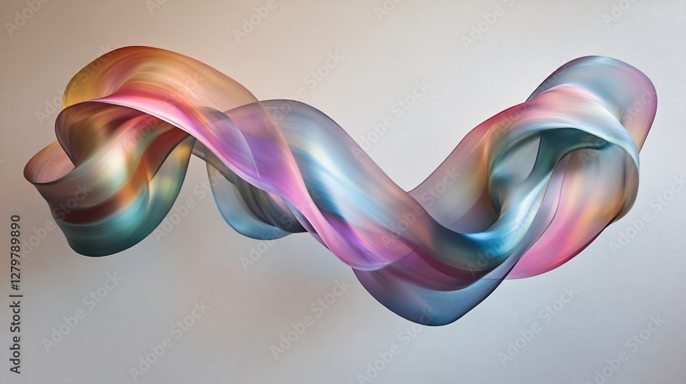 Abstract fluid design of multicolored transparent waves against a plain background Abstract fluid design of multicolored transparent waves against a plain background