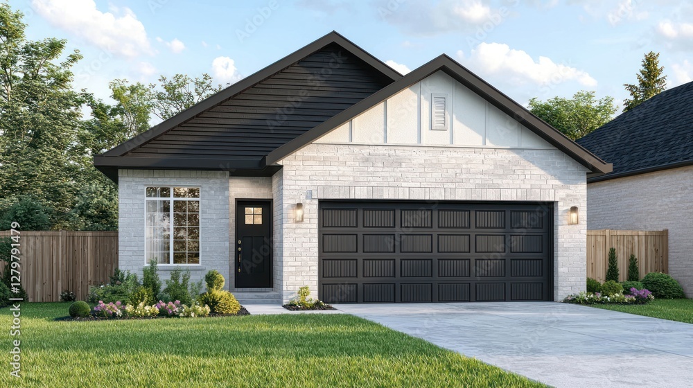 Obraz premium Modern Ranch Style Home Design: Exterior View